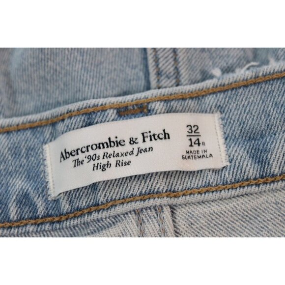 NWT Abercrombie Fitch Jeans Size 32 14R 90s Relaxed Light Wash Denim High Rise - Picture 13 of 13